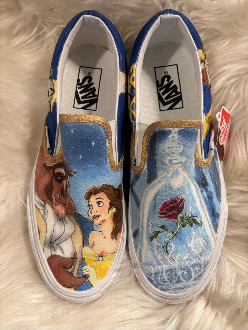 Custom Handpainted Disney Beauty and the Beast Vans Mens 7/ Women’s 8.5
